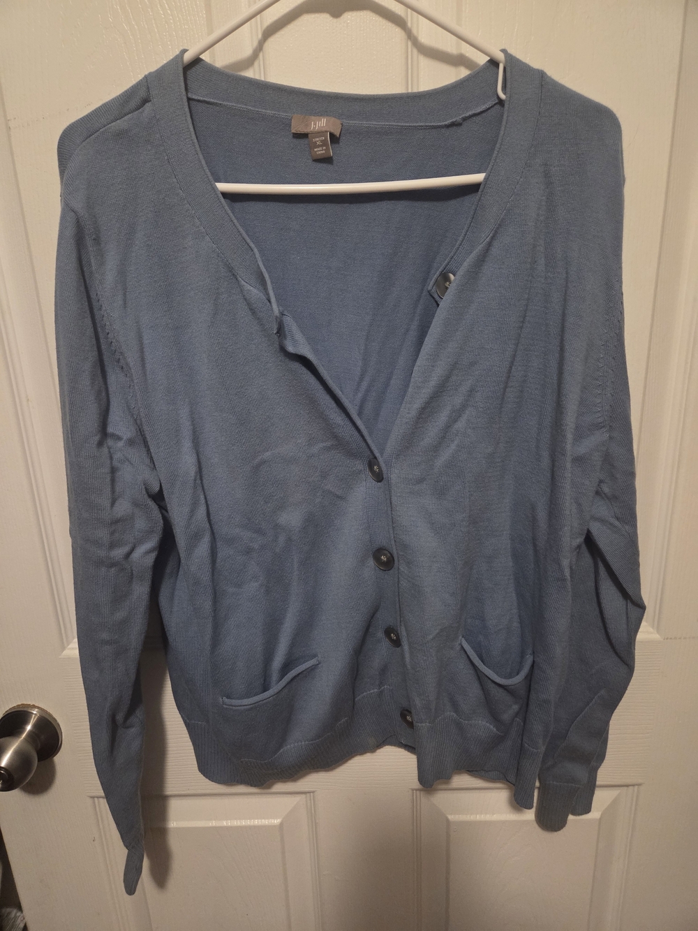 J. Jill Dusty Blue V-Neck Button Cardigan